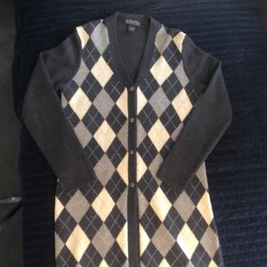 Brooks Brothers Long Duster Lambswool Argyle Sweater